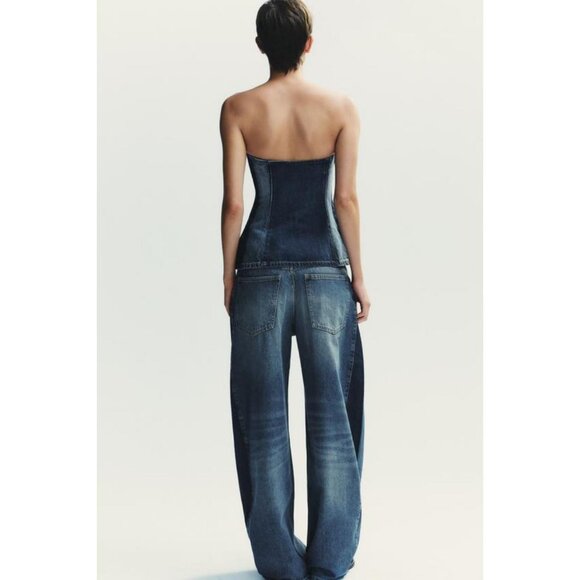 ZARA TRF DENIM BANDEAU TOP - Picture 5 of 8